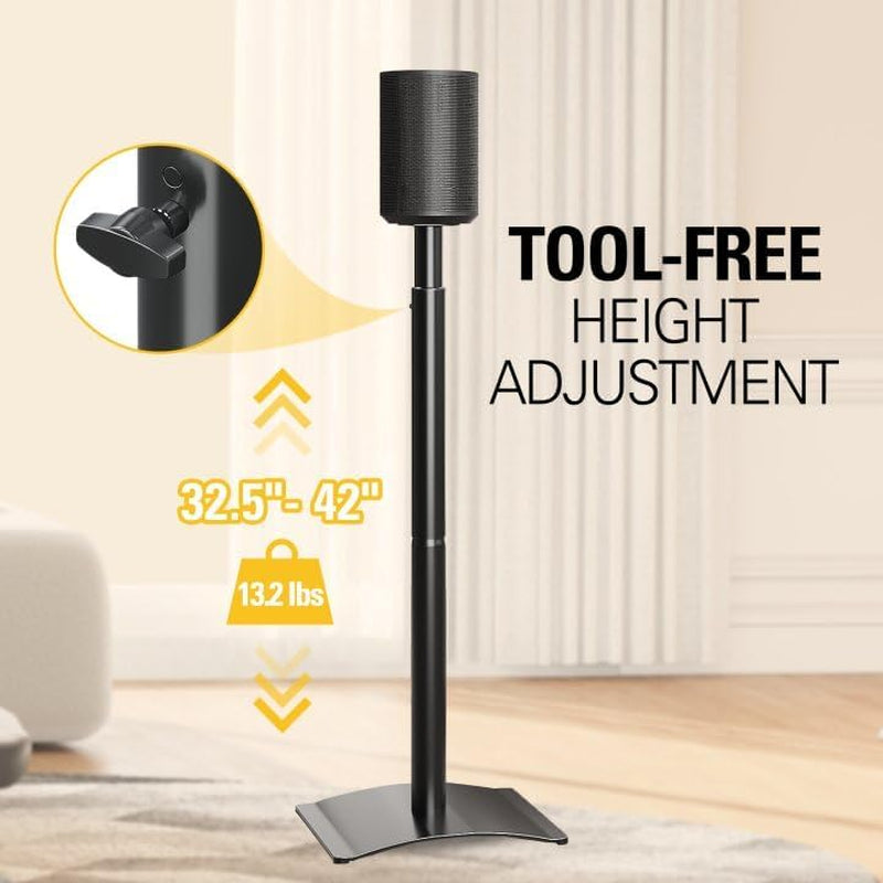 Speaker Stand for Sonos Era 100, One, One SL, Play:1, Height Adjustable 32.5"- 42", Single Surround Sound Speaker Stand with Cable Management, 13.2 LBS Loading MD5411