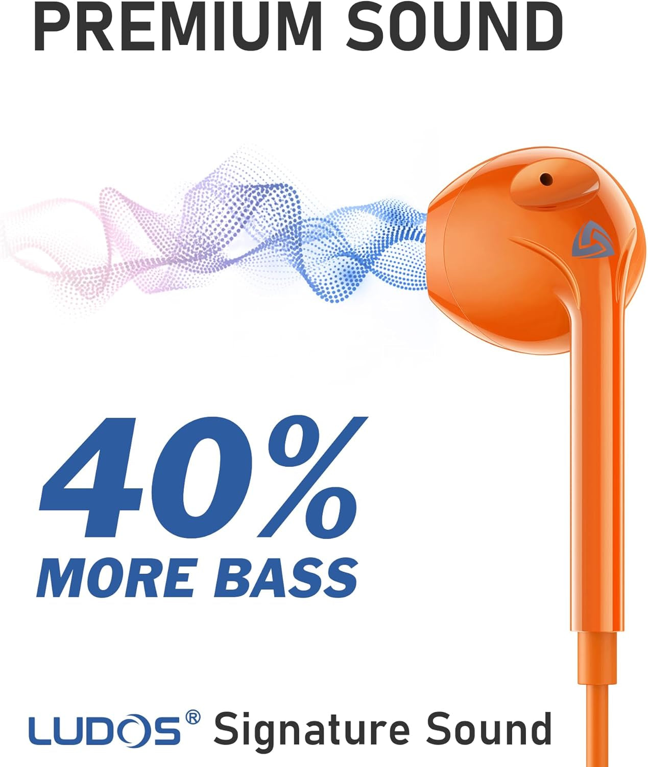 Zenith Wired Earbuds In-Ear Headphones, 2 Years Warranty, Earphones with Microphone, Corded for 3.5Mm Jack Ear Buds for Iphone, Samsung, Computer, Laptop, Kids, School Students, Woman - Orange