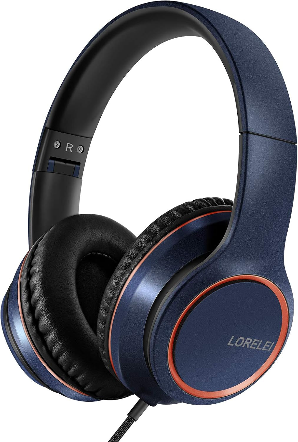 X8 Over-Ear Wired Headphones with Microphone with 1.45M-Tangle-Free Nylon Line&3.5Mm Plug,Lightweight Foldable & Portable Headphones for Smartphone,Tablet,Computer,Mp3/4(Dark Blue)