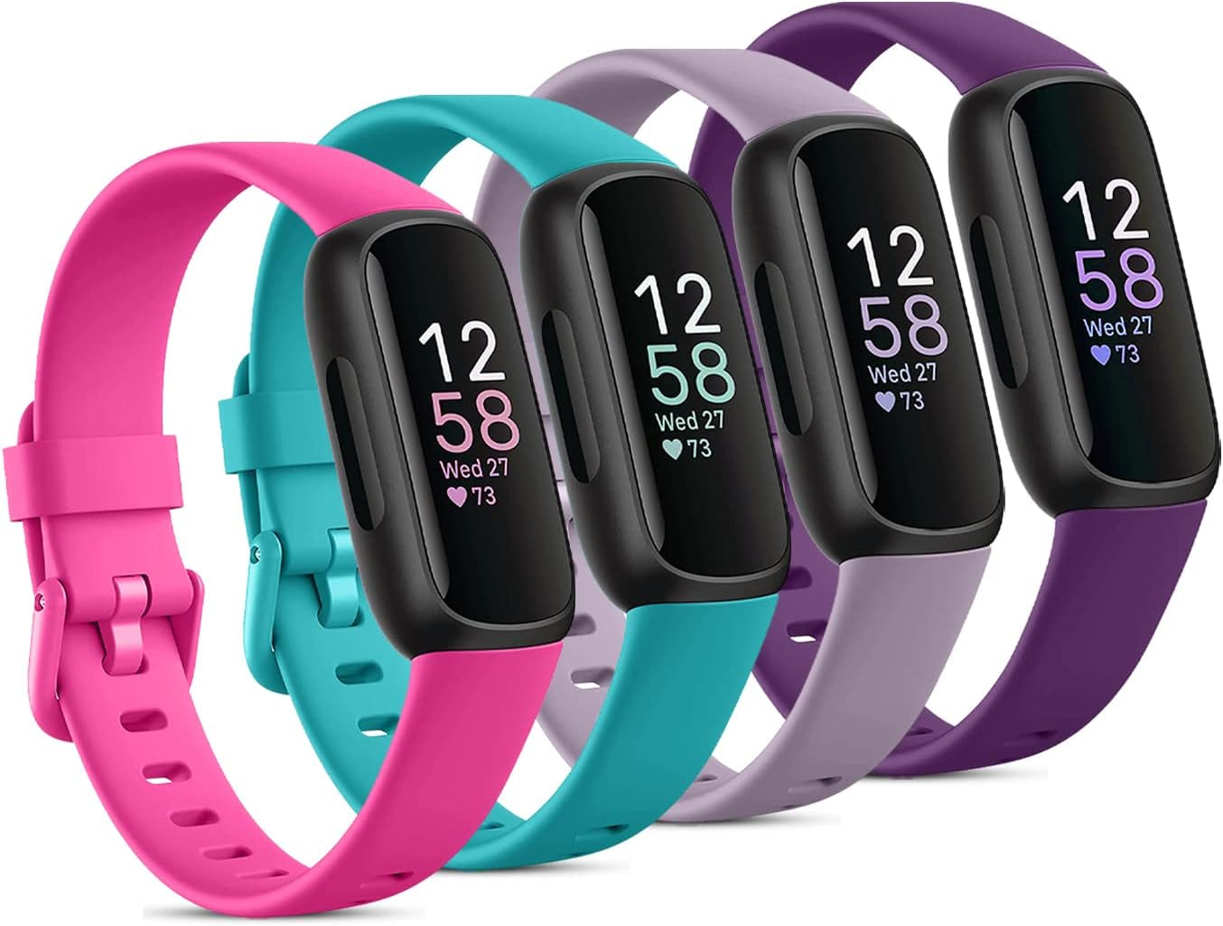 Compatible with Fitbit Inspire 3 Bands for Women Men, Sport Wristband Replacement Soft Silicone Straps for Inspire 3 Fitness Tracker Women & Men(4 Pack,Small)