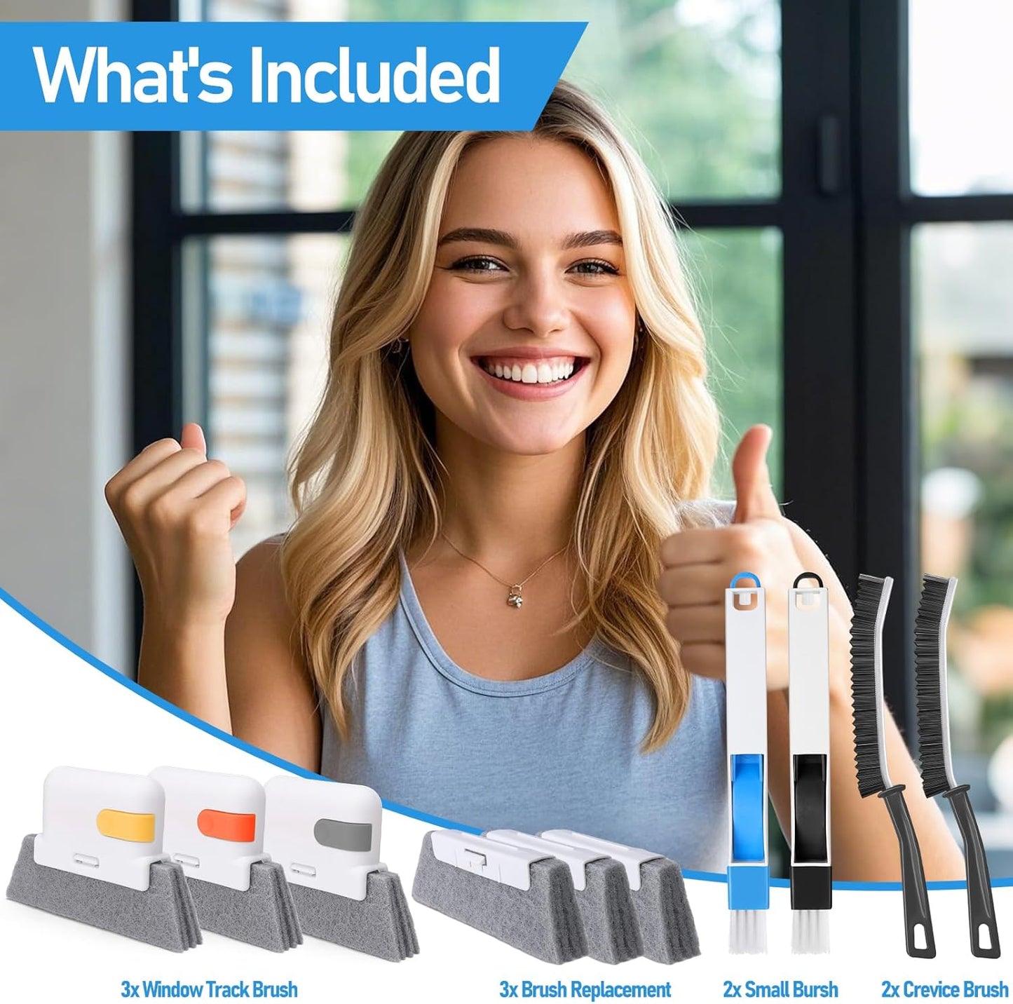 Window Track Cleaner Set, Window Groove Cleaning Brush Tools, 7 Pieces