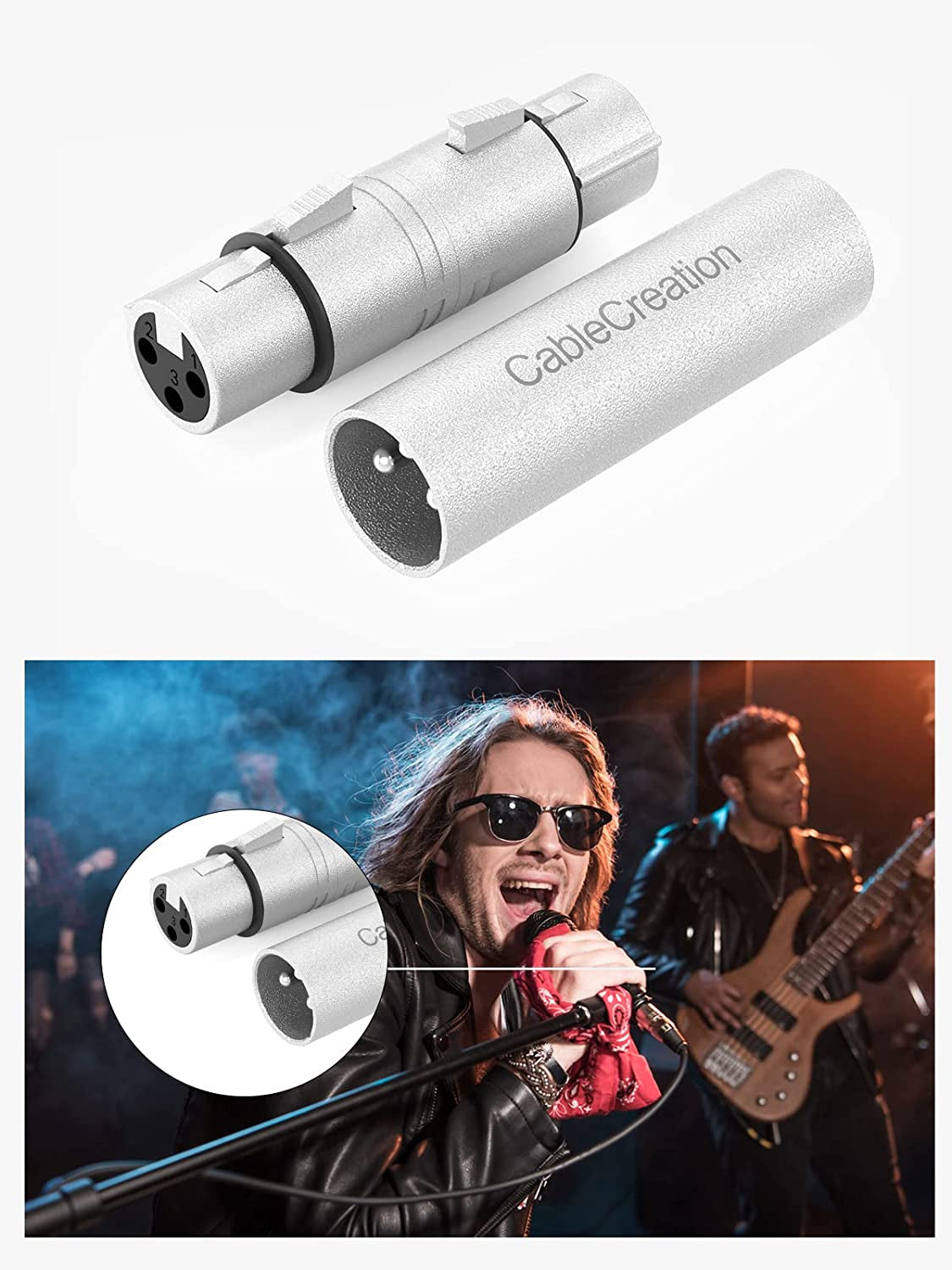 [5-Pair XLR Female to Female & XLR Male to Male 3PIN Adapter Connector Compatible Microphone,Mixer,Silver