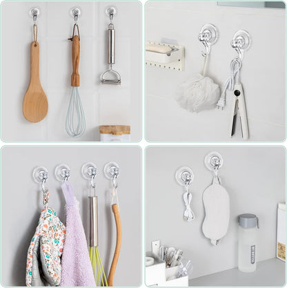 Wreath Hanger, Large Suction Cup Wreath Hooks, Heavy Duty, 22 LB Capacity, Removable and Reusable, Clear, 2 Pcs