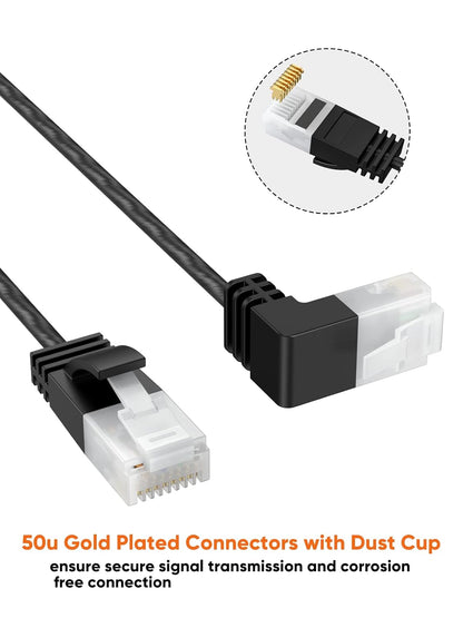 Ultra Slim Cat6A Ethernet Cable OD 2.8Mm, down Angle LAN Super Light Cord, High Speed 10G UTP Network Patch Cable, Internet Wire for Pc,Router,Modem,Printer,Tv Box,Ps5,Switch; 6.6FT/2M