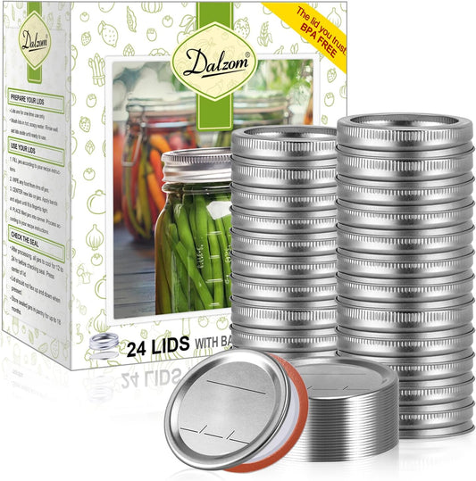 ® 48Pcs Canning Lids with Rings Regular Mouth, Premium Mason Jar Lids with Bands/Rings for Ball, Kerr Jars - Food Grade Material, 100% Fit & Airtight for Regular Mouth Mason Jars