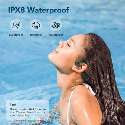 X15 Waterproof MP3 Player with Bluetooth 5.3 for Swimming, 32GB Non-In-Ear Bone Conduction Headphones for Running, Cycling, Sports