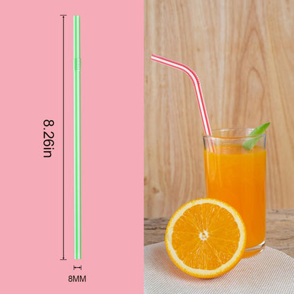 [100 Pack] 7.75'' High Flexible Plastic Straw, Flexible Disposable Straw, Independent Packaging - Multiple Colors, Suitable for Home Use Milk Juice Beverages