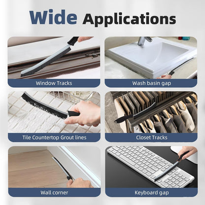 Hard Bristle Crevice Cleaning Brush - Cleaning Tools for Household Use, Multifunctional Gap Cleaning Supplies for Kitchen, Bathroom, Toilet, Window, Vehicle, Faucets, Grout, Home (Black)