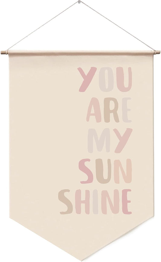 You Are My Sunshine Banner Wall Hanging Boho Banner Decor Kids Room Wall Art Wall Decorations Nursery Wall Decor for Bedroom Boho Nursery Wall Decor
