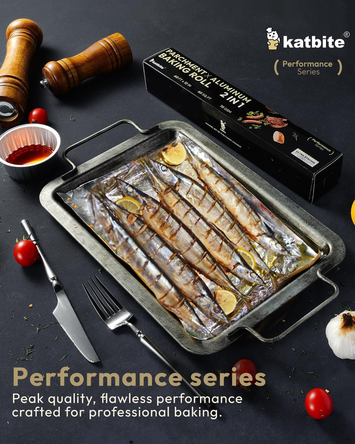 Aluminum Foil Roll - 12In X 60Ft, 60 Sq.Ft, Heavy Duty Non-Stick Roll with Portable Cutter