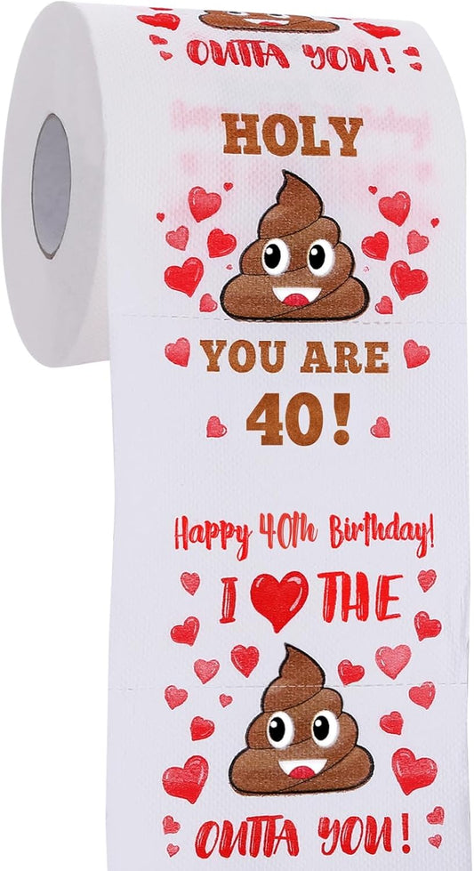 40Th Birthday Gifts for Women, Men, Her, Him - Happy Prank Toilet Paper - 40Th Birthday Decorations, Party Supplies Favors - 40 Years Old Funny Gag Gift Ideas, Novelty Bday Present for Friends, Family