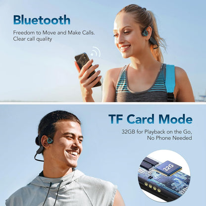 X15 Waterproof MP3 Player with Bluetooth 5.3 for Swimming, 32GB Non-In-Ear Bone Conduction Headphones for Running, Cycling, Sports