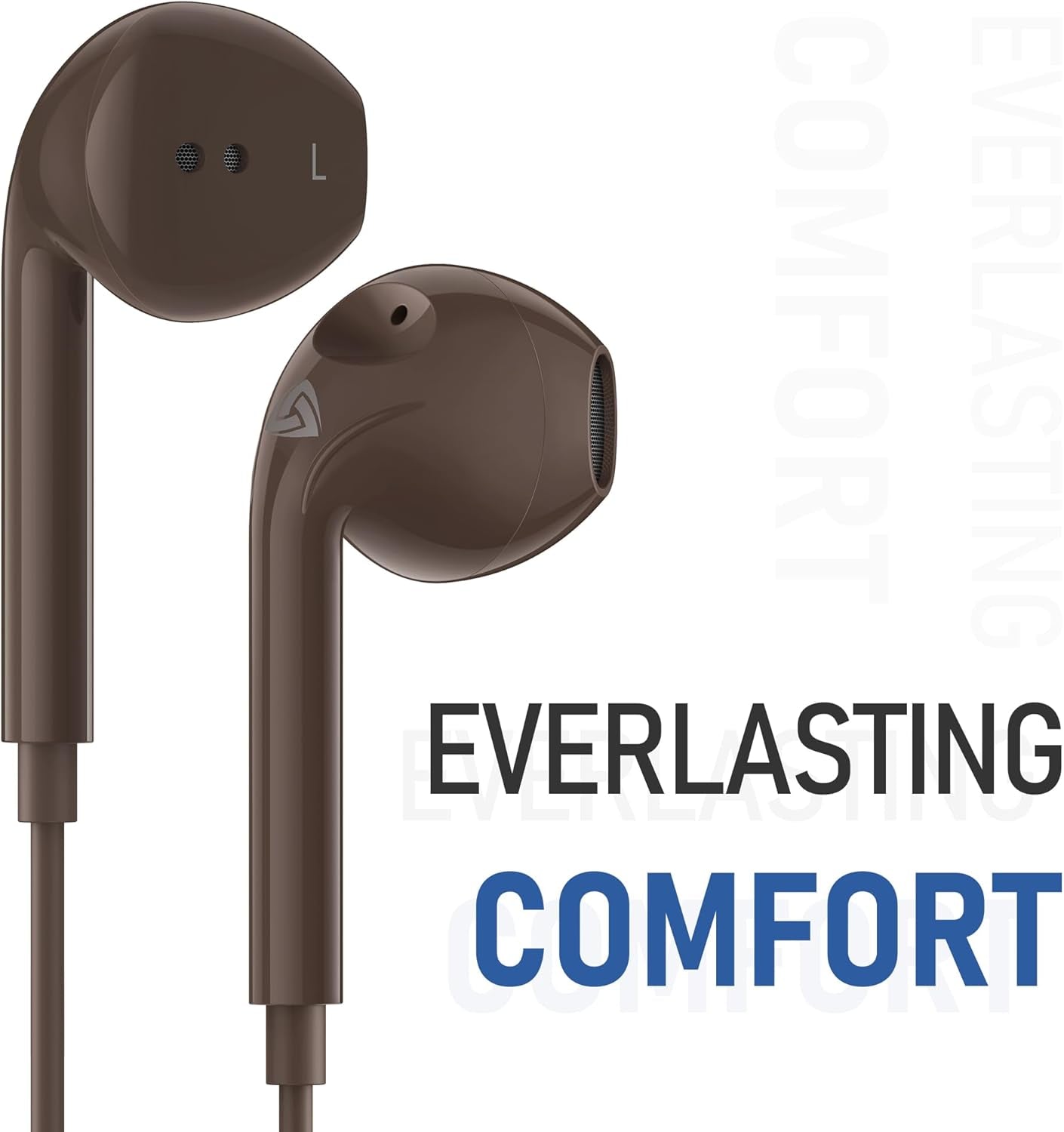 Zenith Wired Earbuds In-Ear Headphones, 2 Years Warranty, Earphones with Microphone, Corded for 3.5Mm Jack Ear Buds for Iphone, Samsung, Computer, Laptop, Kids, School Students, Woman - Brown