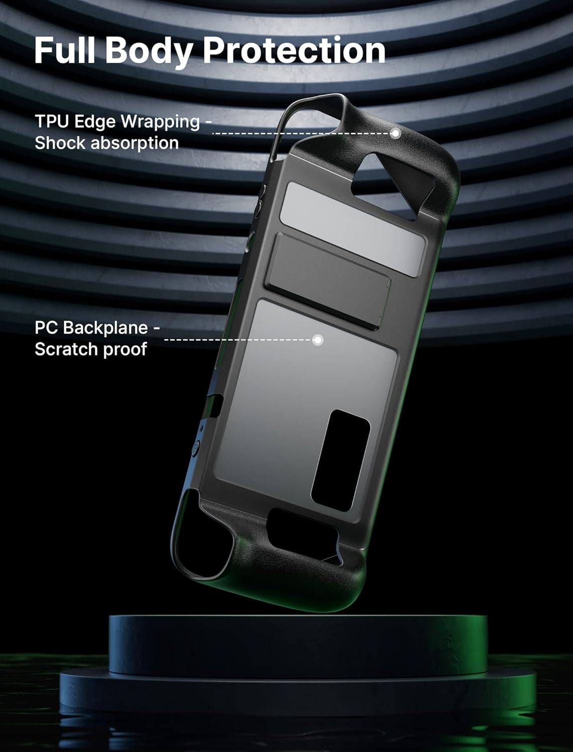Kickstand Case Compatible with Steam Deck/Oled, PC0105 Upgrade the Adjustable Angle Stand Steam Deck Cover TPU Protective Case, Shock-Absorption, Non-Slip and Anti-Scratch Design