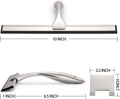 All-Purpose Shower Squeegee for Shower Doors, Bathroom, Window and Car Glass - Stainless Steel, 10 Inches