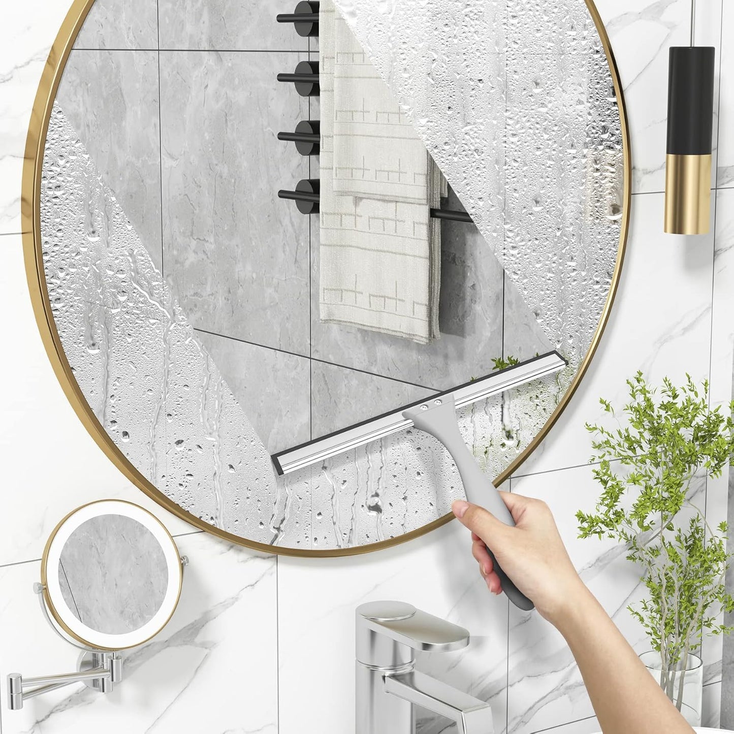 Squeegee for Shower Glass Door, All-Purpose Squeegee with Hook for Shower Doors, Windows, Mirrors, Tiles and Car Glass, 10 Inches