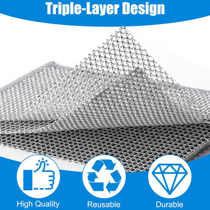 Cast Iron Scrubber Cleaner Kit, Metal Scrubber for Dishes, Skillet, Pots, Pan, Griddles, Reusable 3-Layer Non-Scratch Wire Dishcloth for Kitchen, Stove Top, Dishes and Sink