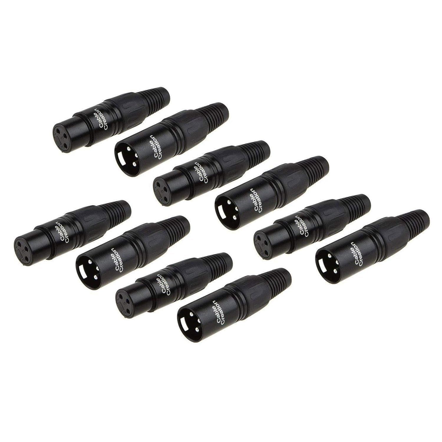 5Pcs 3Pin XLR Male + 5Pcs Female, Mic Adaptor Connector 10 Pair, 1/4 Jacks Male and Female Microphone Audio Jack Charger Connector for Speaker, Mixing Board, Console, Pro Audio Gear