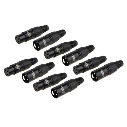 5Pcs 3Pin XLR Male + 5Pcs Female, Mic Adaptor Connector 10 Pair, 1/4 Jacks Male and Female Microphone Audio Jack Charger Connector for Speaker, Mixing Board, Console, Pro Audio Gear