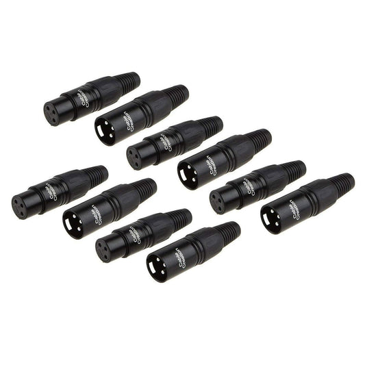 5Pcs 3Pin XLR Male + 5Pcs Female, Mic Adaptor Connector 10 Pair, 1/4 Jacks Male and Female Microphone Audio Jack Charger Connector for Speaker, Mixing Board, Console, Pro Audio Gear