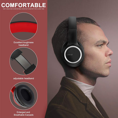 X8 Over-Ear Wired Headphones with Microphone with 1.45M-Tangle-Free Nylon Line&3.5Mm Plug,Lightweight Foldable & Portable Headphones for Smartphone,Tablet,Computer,Mp3/4(Black-Red)
