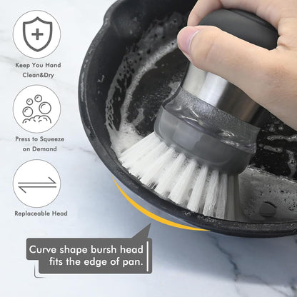 Palm Brush Refills for OXO Steel Soap Dispensing Dish Brush - 4 Pack Cleaning Replacement Brush Head for OXO Palm Brush(Grey)