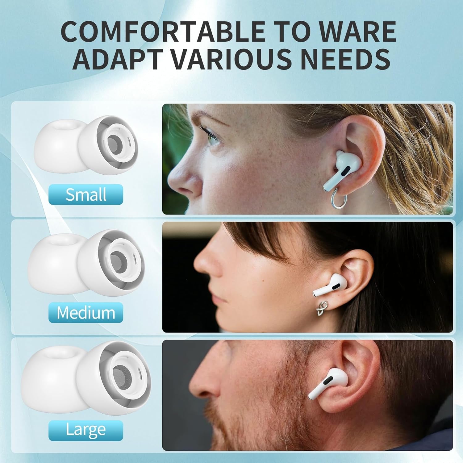 【6 Pairs】 Replacement Ear Tips for Airpods Pro 2Nd/1St Gen, Silicone Ear Tips with Noise Isolation, Dust Guard Mesh & Storage Case (S/M/L)