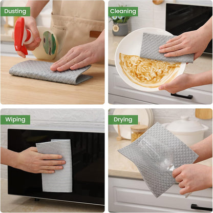 100% Cotton Kitchen Dish Cloths(Dark Grey, 12 X 12 Inches, 6-Pack) and Swedish Dishcloths for Kitchen(Grey, 10 Pack), Reusable and Eco-Friendly Cellulose Sponge Cloths