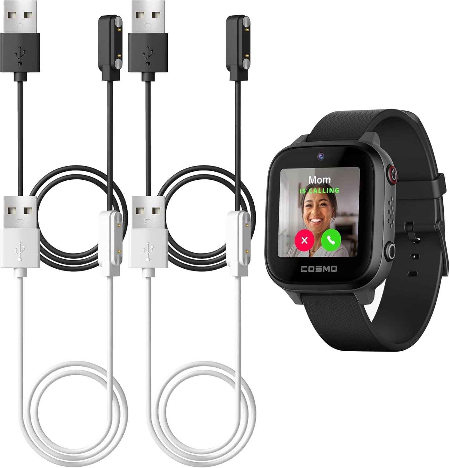 4-Pack Chargers Compatible for Cosmo Jrtrack 5/Jrtrack 4/Jrtrack 3/Jrtrack 2/Jrtrack/Jrtrack SE Charger, Magnetic Charging Cable Accessories for Cosmo Smart Watch