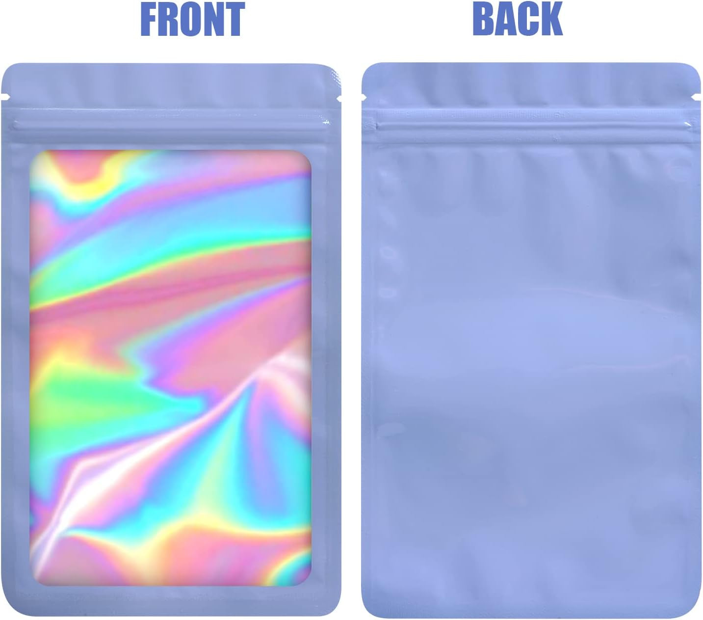 100-Pack 2×2 Inch Mylar Bags with Clear Window Holographic Resealable Sealable Packaging Zip Bag for Small Bussiness Jewelry Candy Sample Food Packing Supplies （Purple）