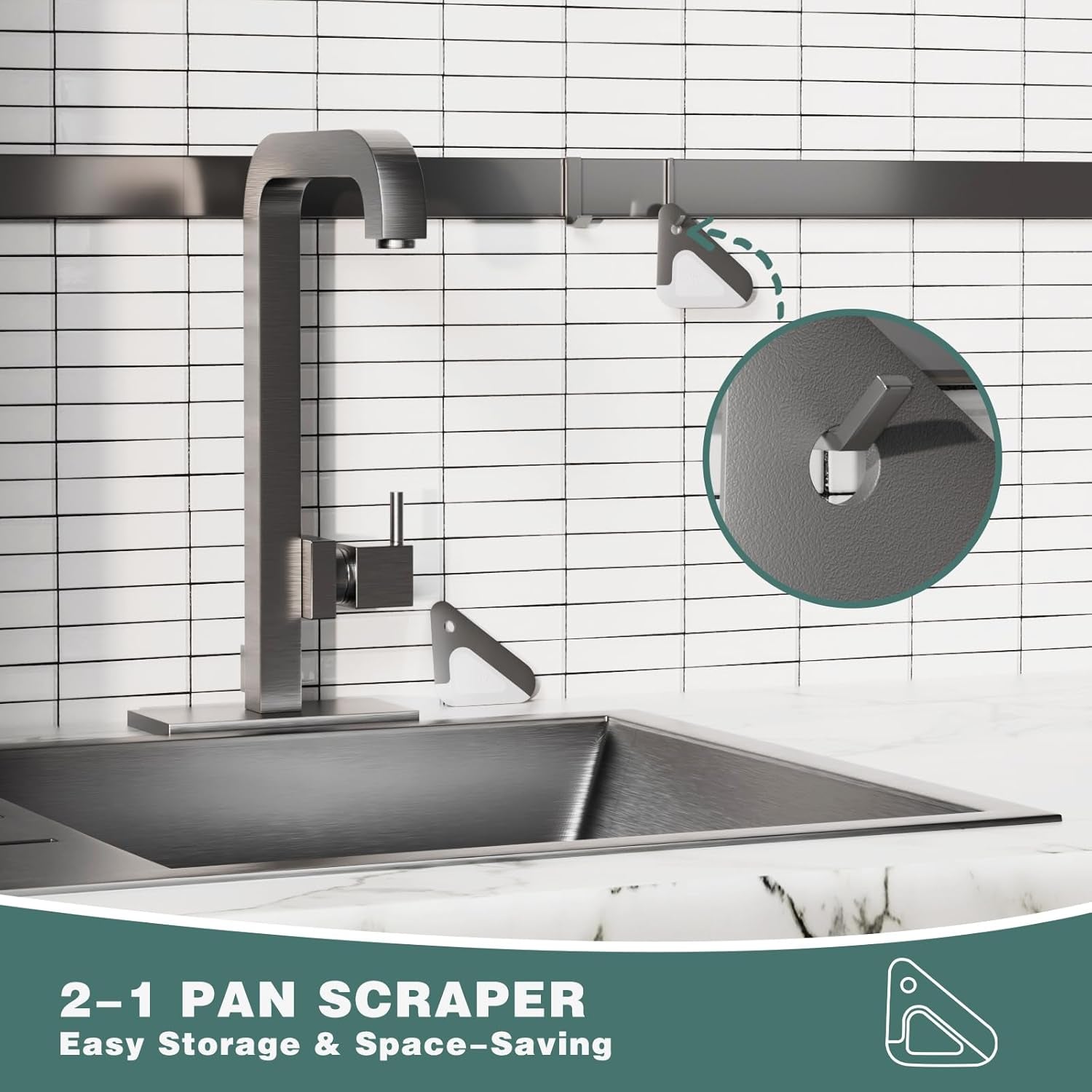 Food Scraper, 2-In-1 Pot and Pan Dish Scraper, Nylon and Silicone, Kitchen Scraper Tools for Cast Iron Skillets, Cookware, Dishes, Pans and Pots, Heat Resistant, Set of 3