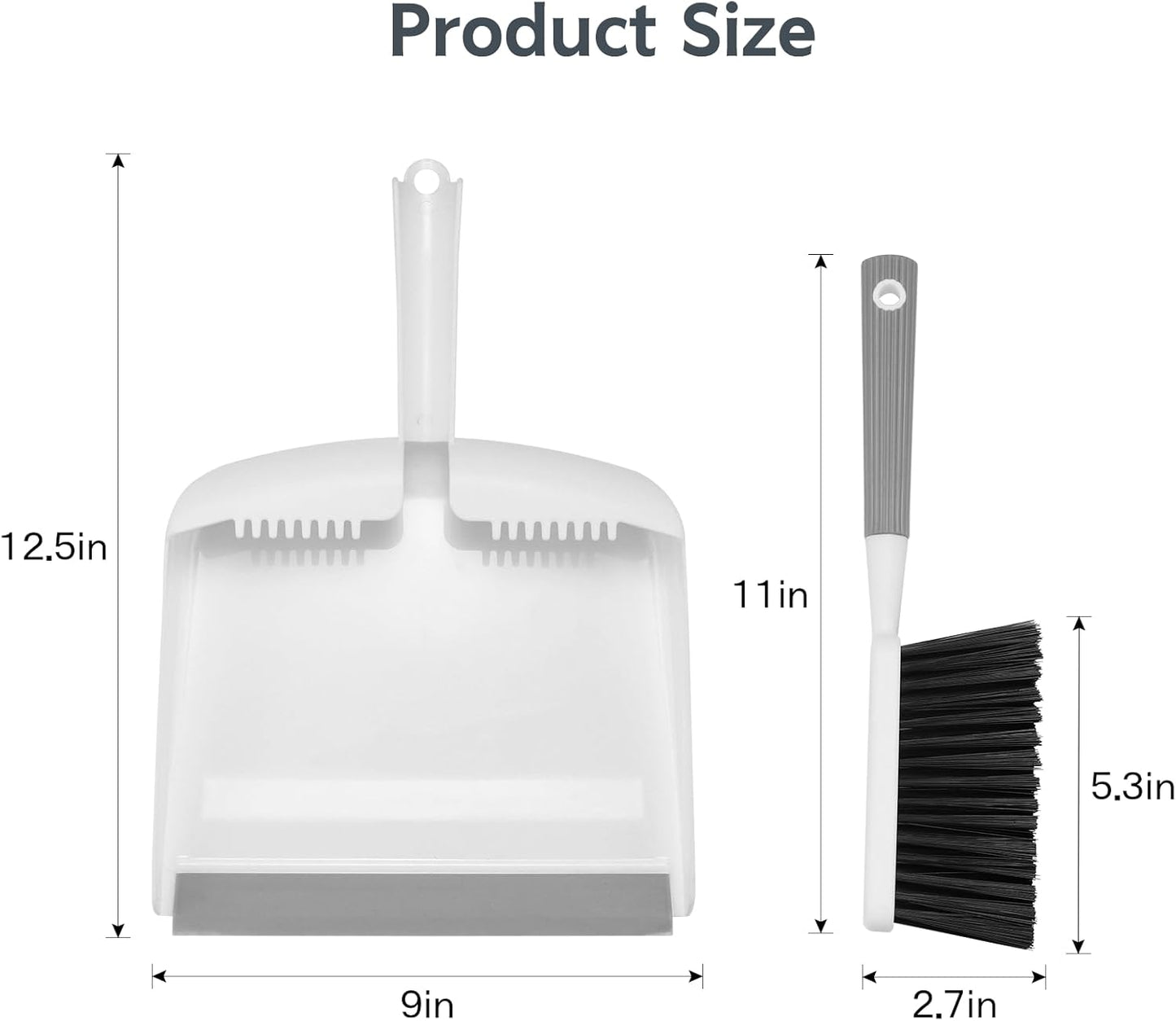 Mini Broom and Dustpan Set, Portable Cleaning Brush and Dustpan Combo Nesting Snap-On Handheld Dust Pan and Brush Set, Small Brush Dustpan for Kitchen, Desktop, Pet, Floor, Sofa, Grey White