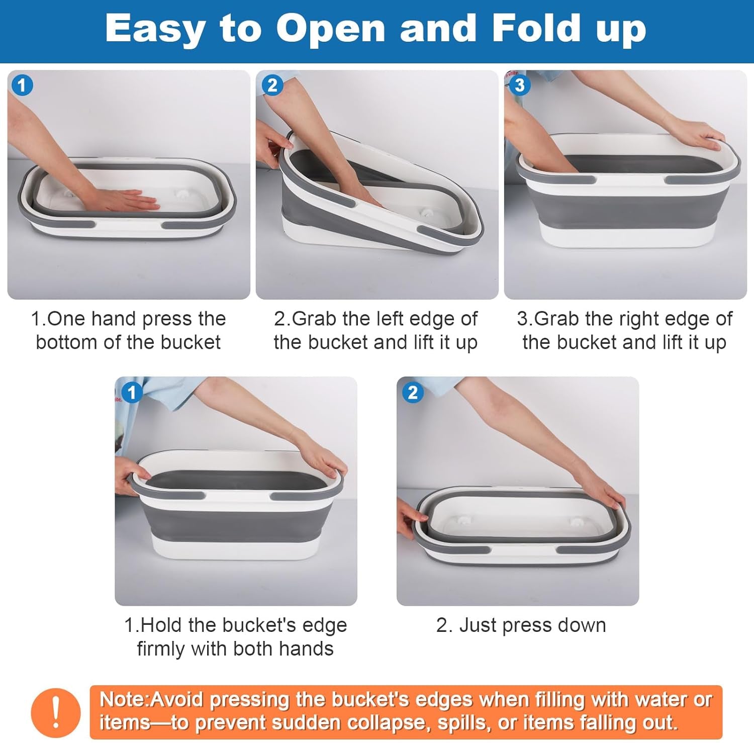 12L Collapsible Mop Bucket with Wheels, Folding Car Wash Bucket for Cleaning Supplies Mopping, Plastic Buckets with Handle Laundry Wash Basin Tub Water Pail for Fishing Camping RV Dorm Room Essentials