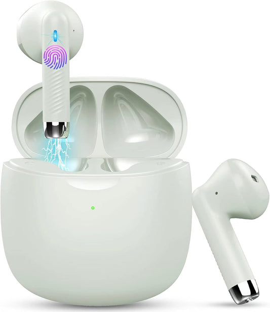 Wireless Earbuds, Bluetooth 5.3 Earbuds Stereo Bass, Bluetooth Headphones in Ear with Noise Cancelling Mic, Earphones IP7 Waterproof Sports, 32H Playtime USB C Charging Green Ear Buds for Android Ios