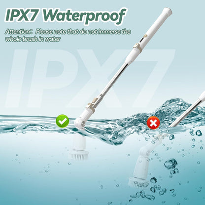 Electric Spin Scrubber, Cordless Cleaning Brush with 8 Replaceable Brush Heads and Detachable & Adjustable Extension Handle, Dual Speed Shower Scrubber for Cleaning Shower, Tile, Wall, Floor