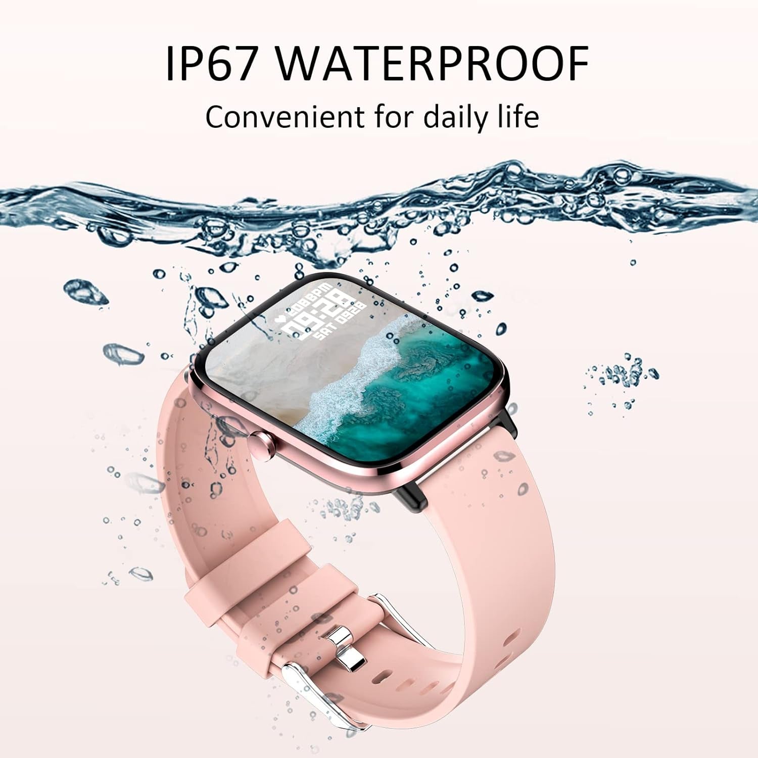 Smartwatch for Women - Call, Fitness Tracker, Heart Rate & Sleep Monitor, 1.69" Touch Screen, Waterproof - for Android & Iphone, Pink