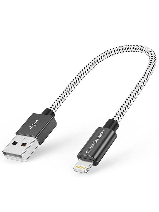 0.5 Feet Short Iphone Charger Cable, [Mfi Certified] Lightning to USB Data Sync Cord, Compatible with Iphone 14/14 Pro, Airpods Pro, Iphone 13/13 Pro/12, Ipad Pro, Air, 0.15M Black&White