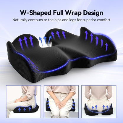 Seat Cushion, X Large Car Seat Cushion, Memory Foam Cushions for Office Chair, Chair Cushions for Tailbone Pain Relief & Pressure Relief Sciatica for Long Sitting