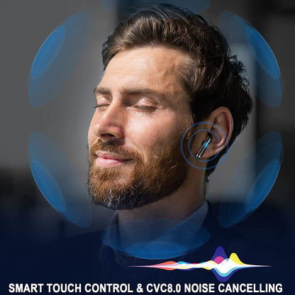 Wireless Earbuds, Bluetooth 5.4 Headphones Stereo Bass, in Ear Earphones 4 ENC Noise Cancelling Mic, 40H Playtime Ear Buds with Mini USB C Charging Case, IP7 Waterproof Sports Earbuds for Android Ios