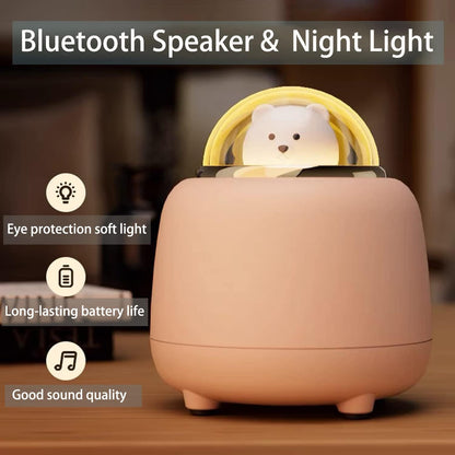 Night Lights Bluetooth Speaker, Cute Wireless Speaker with Adjustable Dual Night Light for Bedroom, Kawaii Room Decor, Birthday Gifts for Women Teen Girls Cute Stuff
