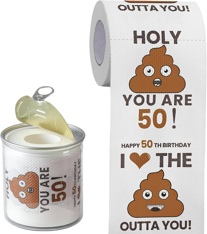 Can-Shaped Packaging - 50Th Birthday Gifts for Men Him Women Her Toilet Roll Paper - 50Th Birthday Decorations, Party Supplies Favors - 50 Years Old Funny Gag Gift Ideas, Bday Present for Friends