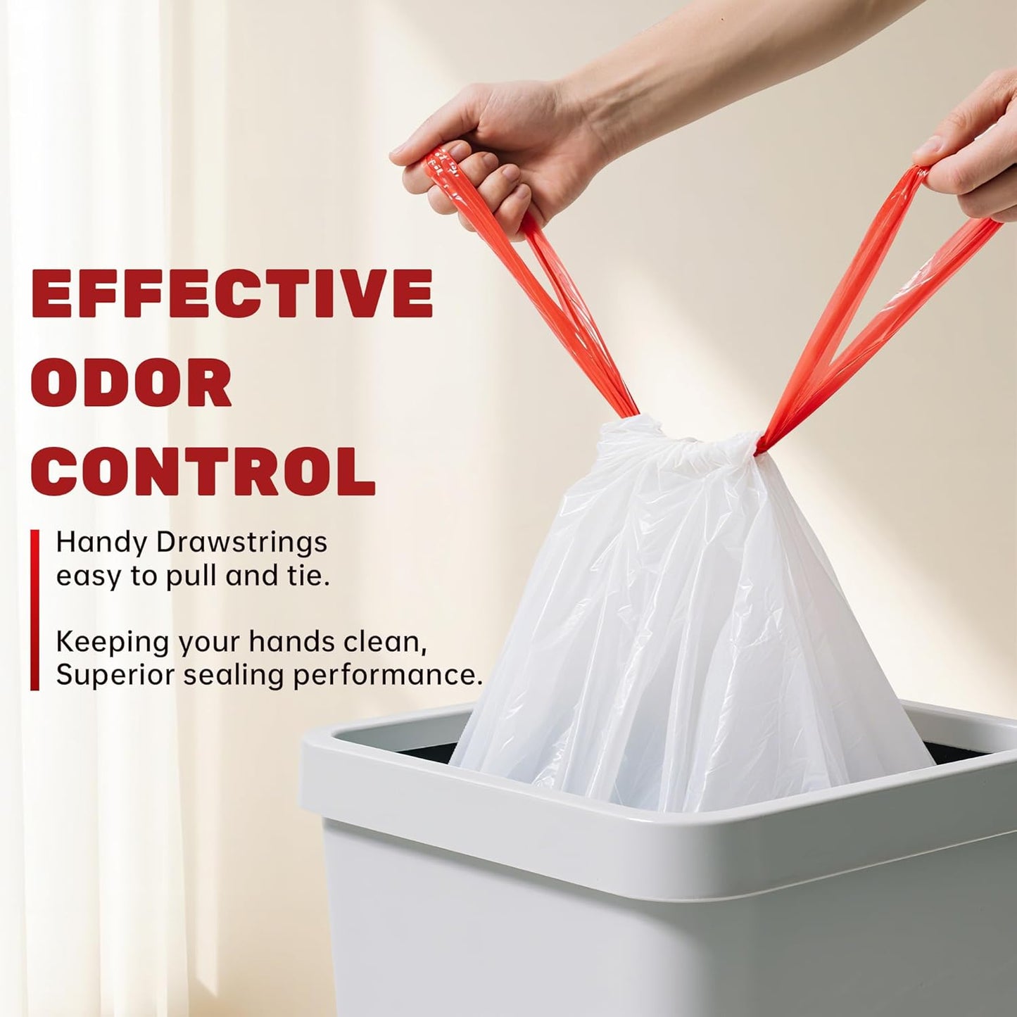 13 Gallon Trash Bags Drawstring, 20 Count Garbage Bags 13 Gallon Tall Kitchen,Heavy Duty Trash Bags for Bathroom, Outdoor, Waste Basket and Car, Unscented White Bathroom Garbage Bag