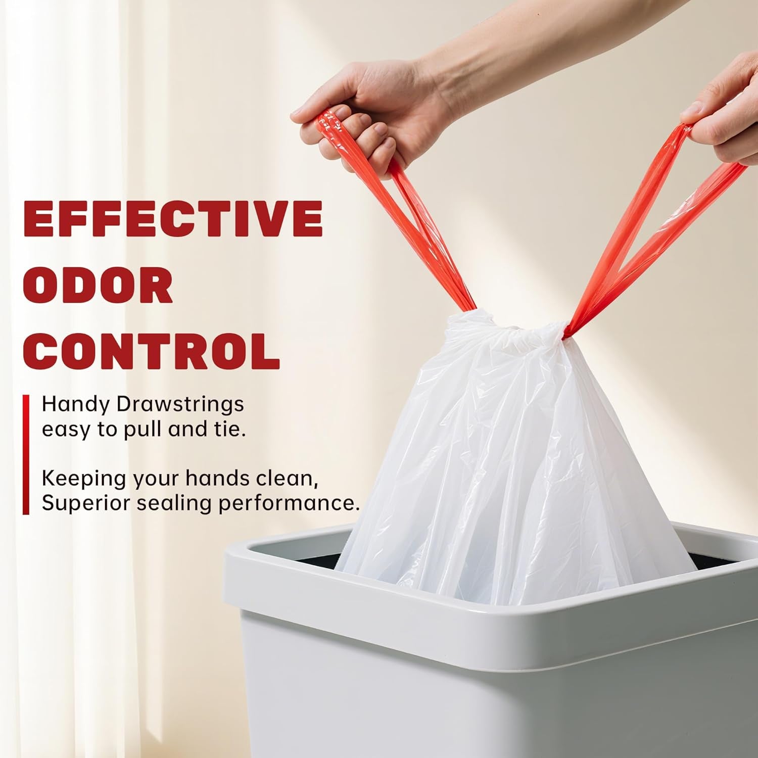 13 Gallon Trash Bags Drawstring, 20 Count Garbage Bags 13 Gallon Tall Kitchen,Heavy Duty Trash Bags for Bathroom, Outdoor, Waste Basket and Car, Unscented White Bathroom Garbage Bag