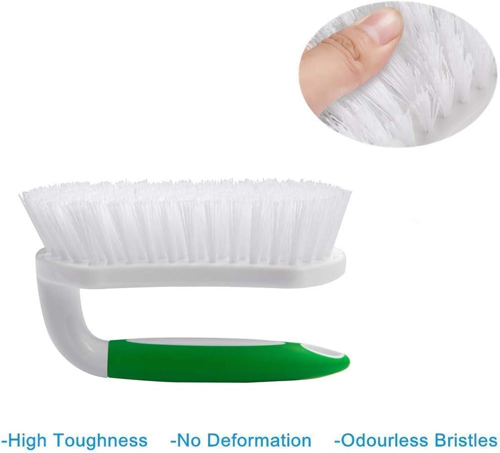 Set of Scrub Brush and Dish Brush with Comfort Grip Handle for Bathroom Kitchen Carpet