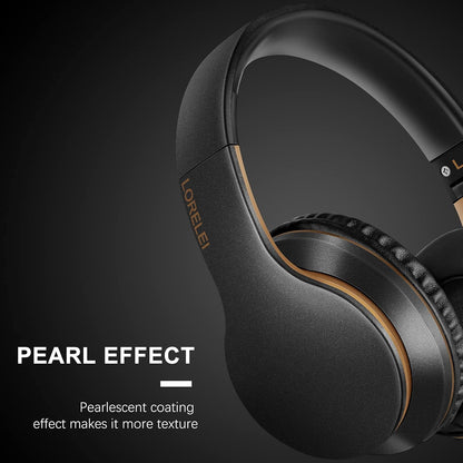 X6 Over-Ear Headphones with Microphone, Lightweight Foldable & Portable Stereo Bass with 1.45M No-Tangle Wired for Smartphone Tablet MP3/4 (Black-Gold)
