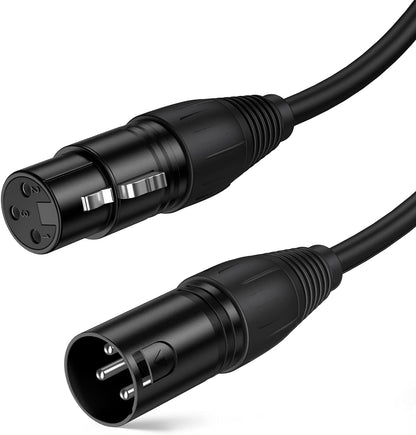 XLR to XLR Cable 6FT, X LR Male to X LR Female Microphone Cable, Balanced 3 PIN Compatible with Shure SM Microphone, Behringer, Speaker Systems, Radio Station and More, Black