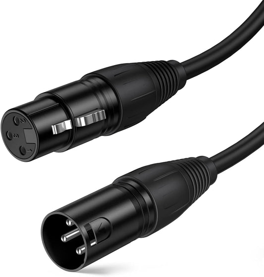 XLR to XLR Cable 6FT, X LR Male to X LR Female Microphone Cable, Balanced 3 PIN Compatible with Shure SM Microphone, Behringer, Speaker Systems, Radio Station and More, Black