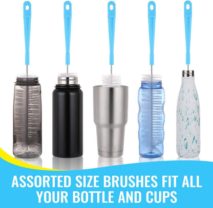 16" Bottle Brush Cleaner for Water Bottle - Long Handle Bottle Brush for Cleaning Narrow Neck Sport Bottles,Beer Bottle and Jugs, Set of 2