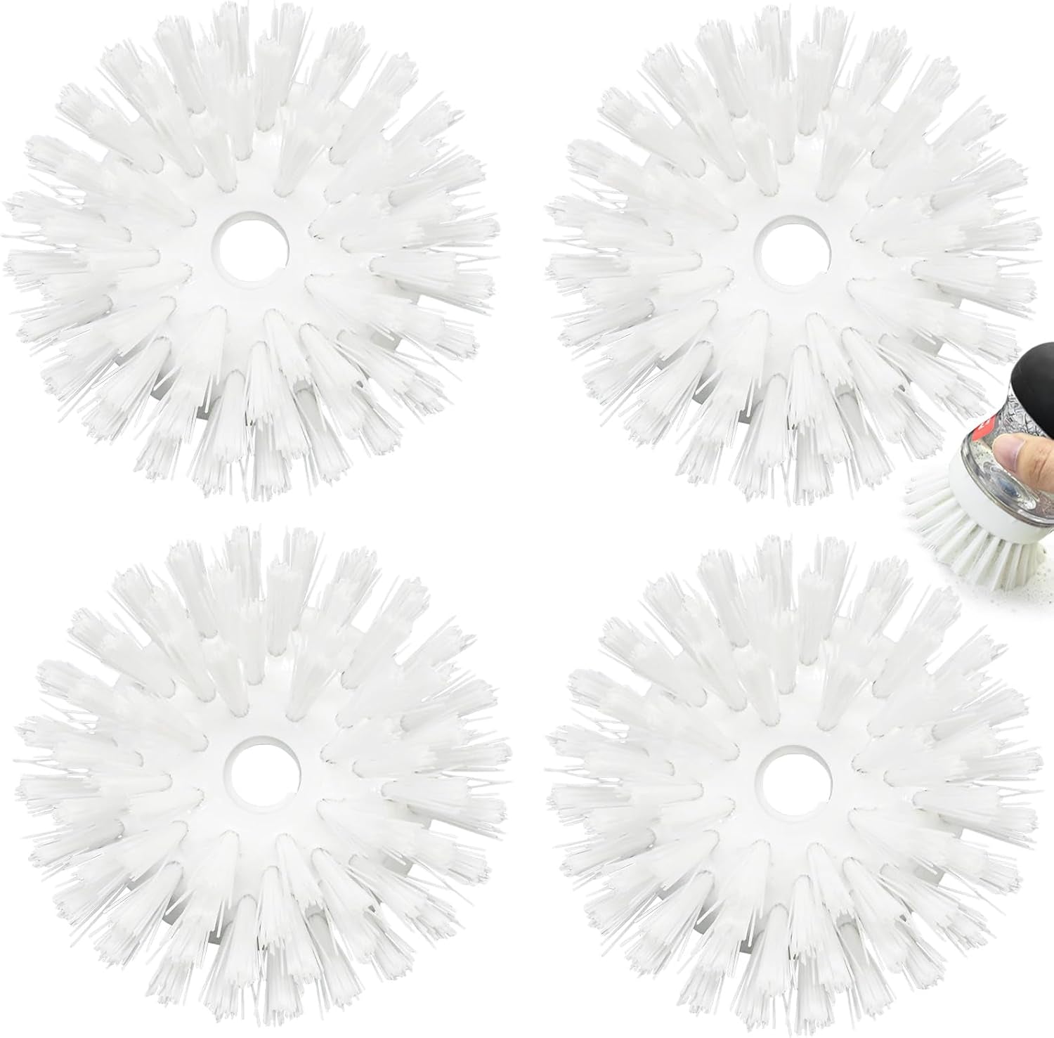 Palm Brush Refills for OXO Soap Dispensing Dish Brush - 4 Pack Cleaning Replacement Brush Head for OXO Palm Brush(White)