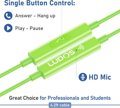 Zenith Wired Earbuds In-Ear Headphones, 2 Years Warranty, Earphones with Microphone, Corded for 3.5Mm Jack Ear Buds for Iphone, Samsung, Computer, Laptop, Kids, School Students, Woman - Green